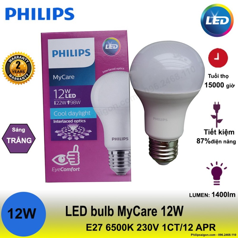 Đèn led bulb 12W E27 1CT/12 (APR) Philips