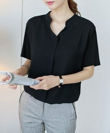 Áo sơ mi cổ trụ tay ngắn