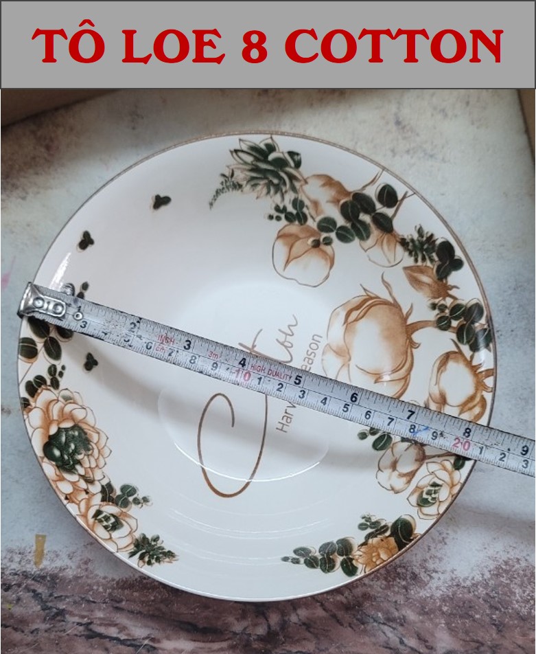 Tô loe gốm sứ họa tiết Hoa Cotton - ĐK 20CM (CỠ 8)
