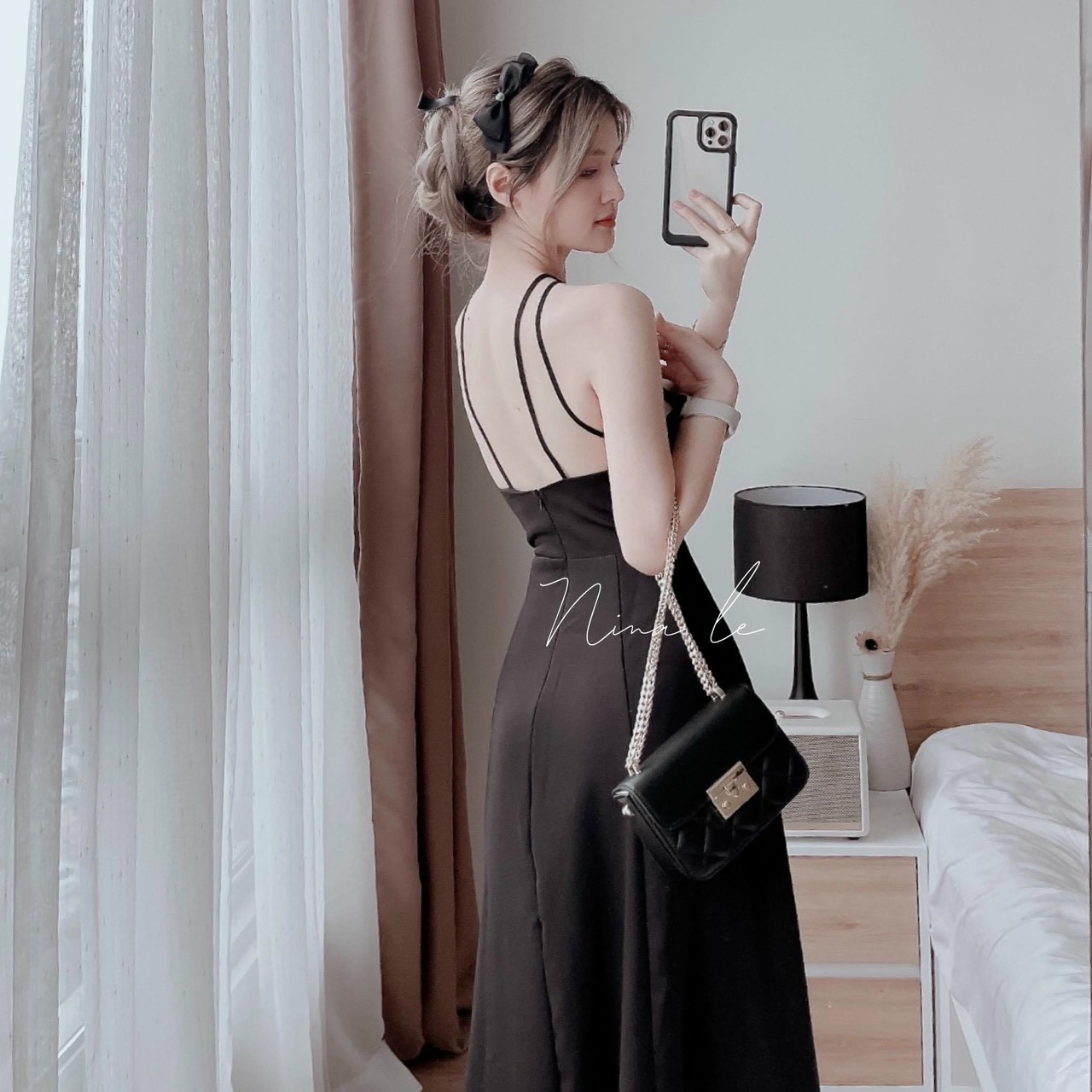đầm cổ đang dây kết bông cực xinh