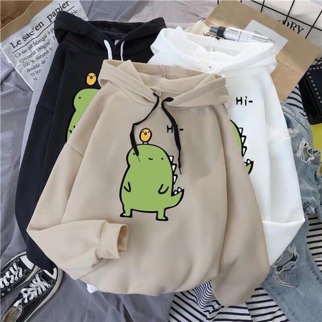 Áo hoodie khủng long Hi in ngực HARI0320, áo kiểu nữ, áo thun nam nữ, quần khaki, quần nữ, sét bộ mặc ở nhà, áo thun tay dài, quần jean ống rộng- TIMON