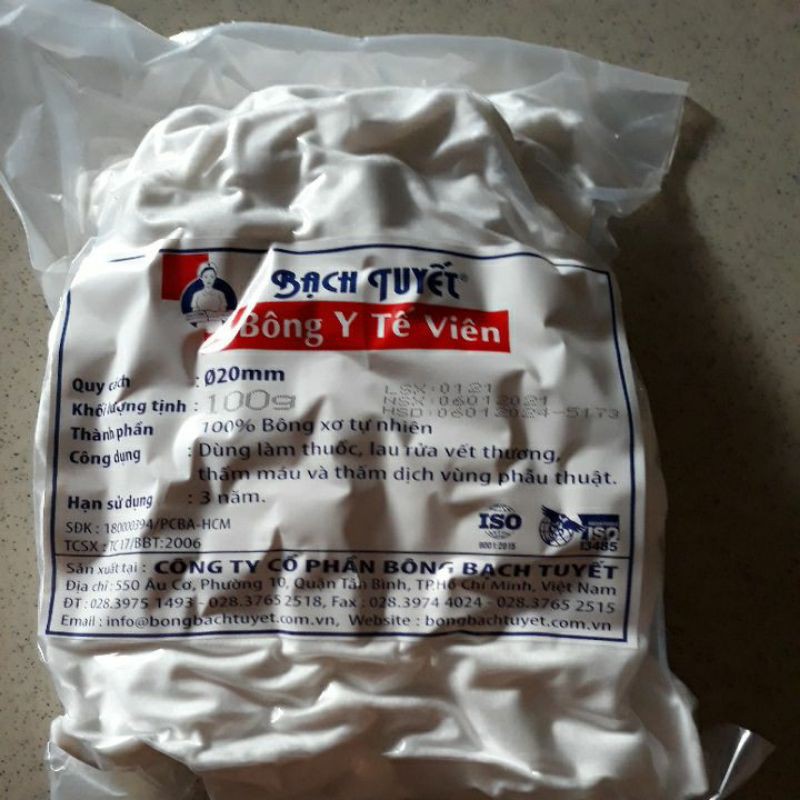 Bông y tế Viên 100g ( BẠCH TUYẾT)