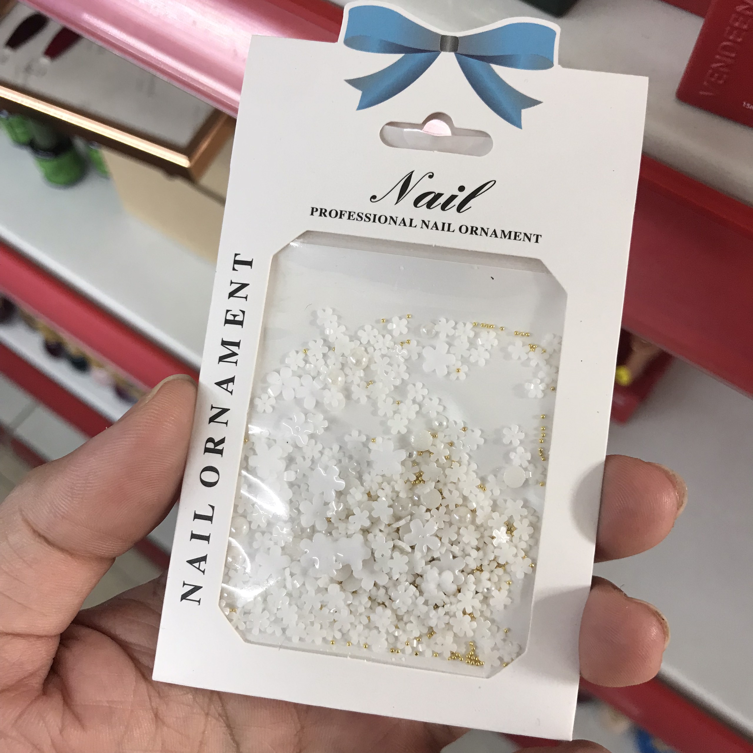 Hoa nhí trang trí Nail,hoa trắng sứ gắn móng Nail