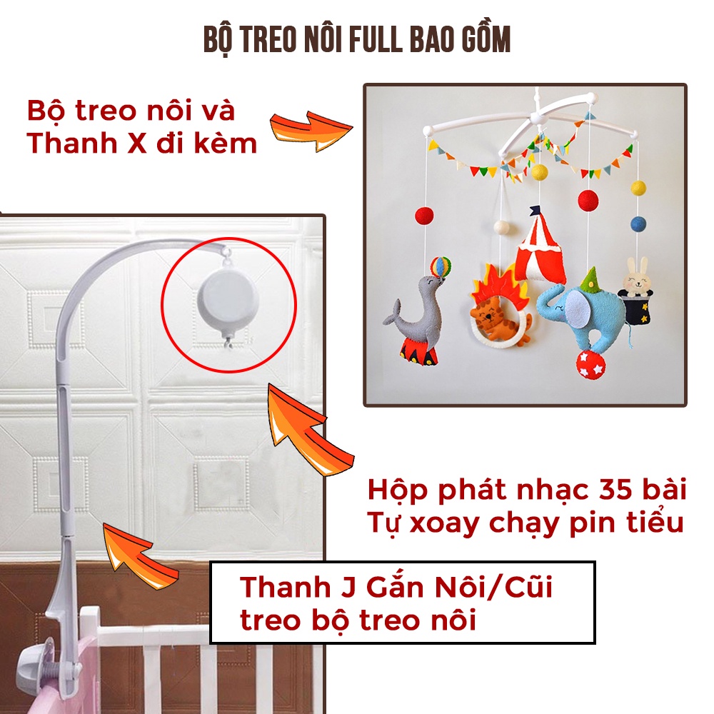 Treo nôi đen trắng dành cho bé sơ sinh { MIỄN PHÍ THÊU TÊN CHO BÉ }