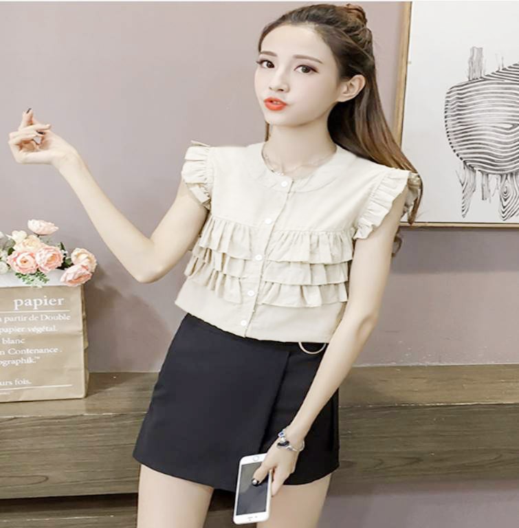 Sơ Mi Phối Bèo Dễ Thương