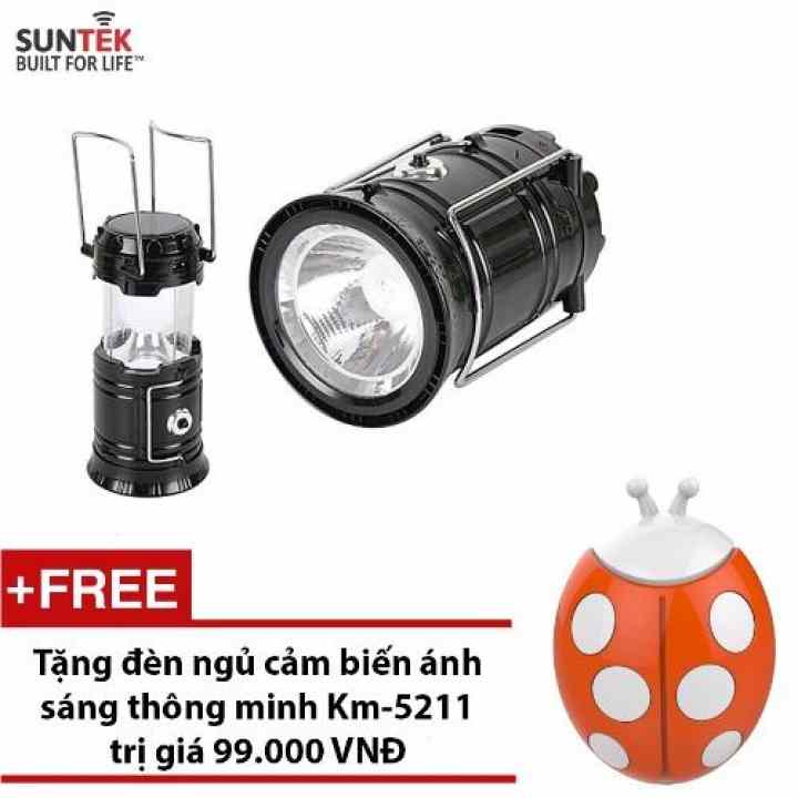 Đèn LED năng lượng mặt trời 3 trong 1 JH-5800T(Đen) + Tặng kèm Đèn ngủ cảm biến ánh sáng KM-S5211 trị giá 99.000đ(Đen)