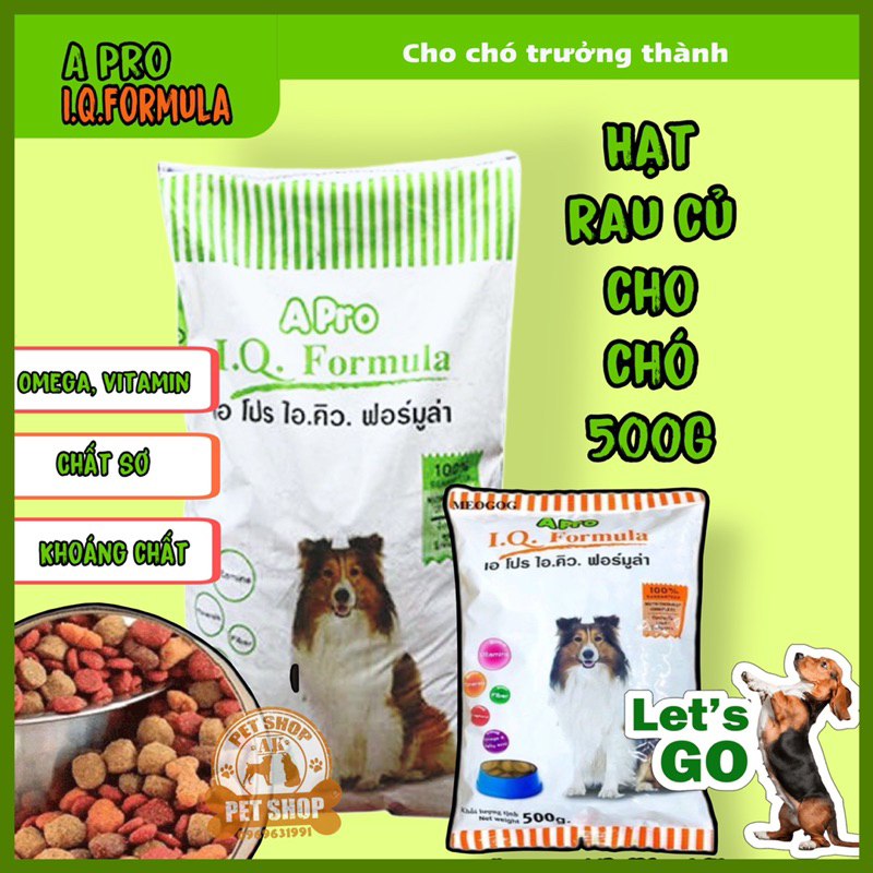 (500G)Thức ăn chó Hạt Apro IQ Xanh 500g dành cho chó mọi lứa tuổi
