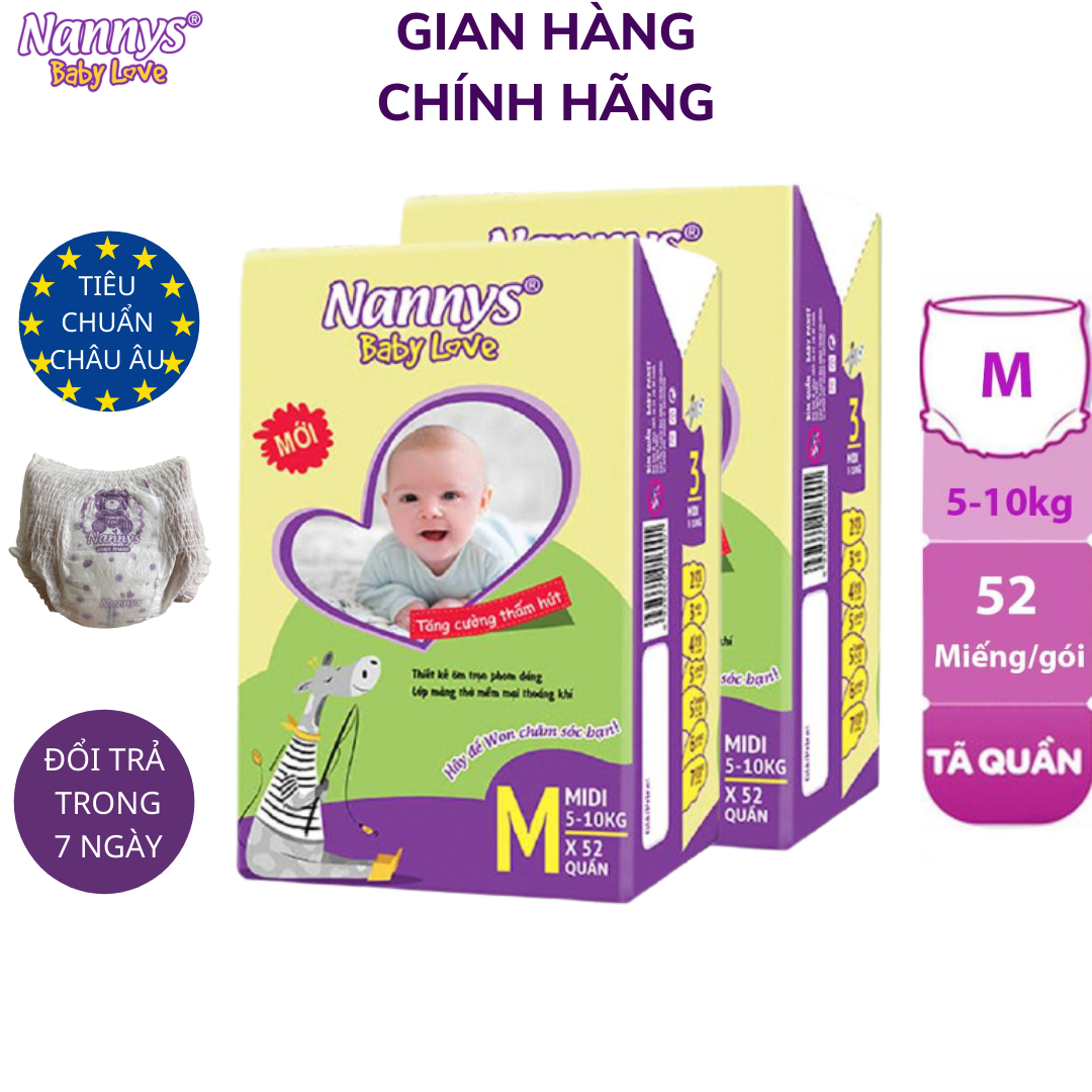 Tã/ bỉm QUẦN Nannys M52/L44/XL38 (Cho bé 5-20kg)