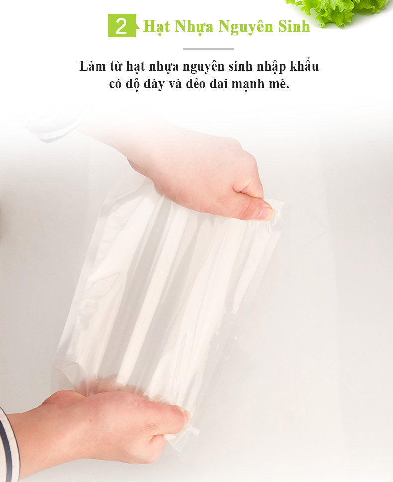 Túi hút chân không thực phẩm dày dặn dẻo dai đóng gói chân không đồ khô và đồ ướt dễ dàng có mối xé túi tiện lợi trong suốt an toàn thực phẩm (1kg)