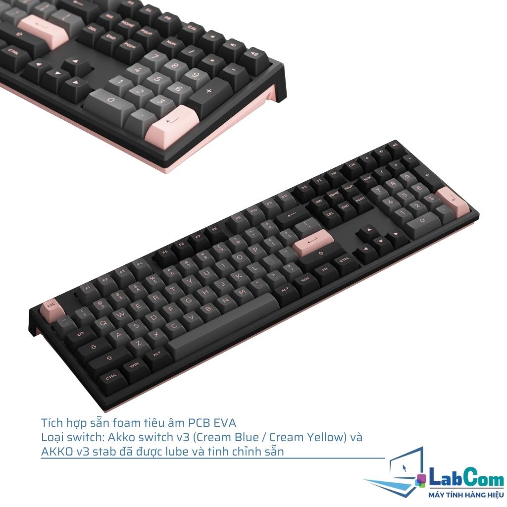 Bàn phím cơ có dây AKKO MonsGeek MG108 Black&Pink / Doll of Pricess - Kết nối type C-USB | Led RGB | Foam chống ồn