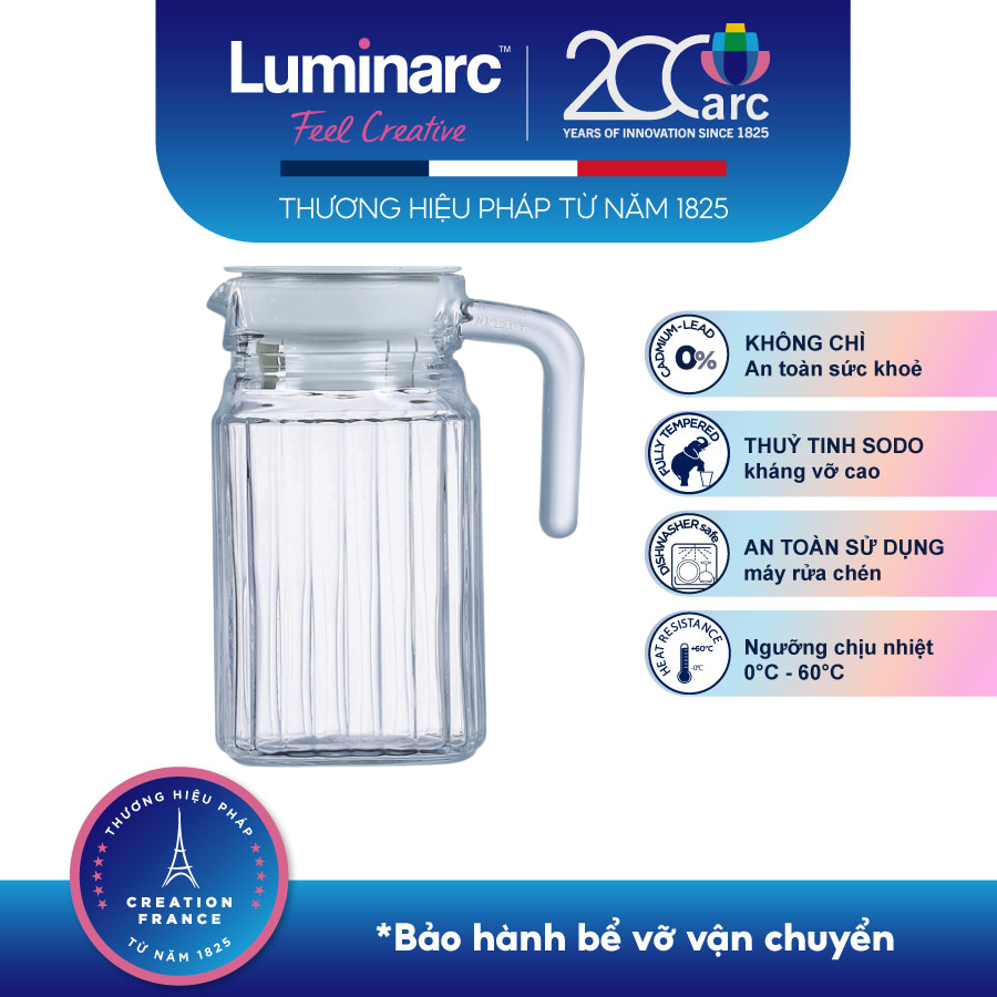 Bình Nước Thuỷ Tinh Luminarc Quadro 0.5L - LUQUG2667