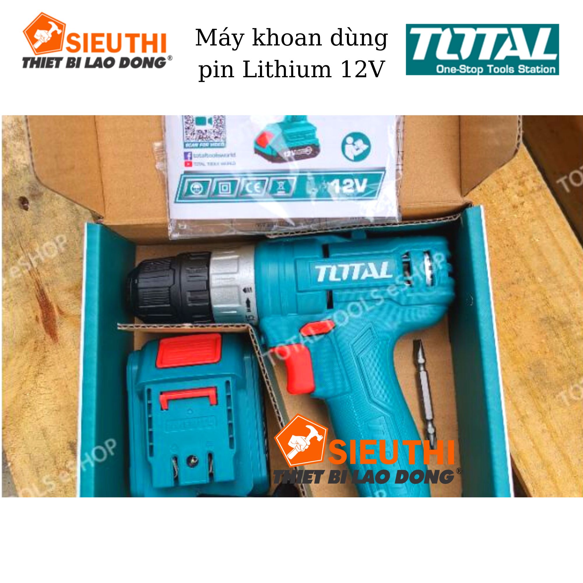 TOTAL Máy khoan dùng pin Lithium 12V TDLI1211 <HÀNG CHÍNH HÃNG>