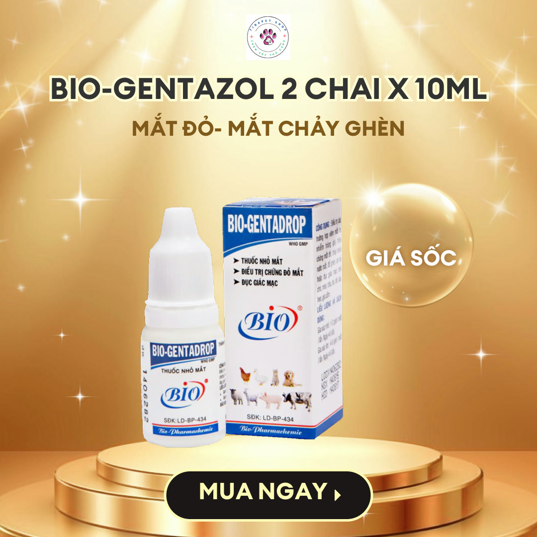 Combo 2 chai x 10ml BIO-GENTADROP. NHỎ MẮT CHÓ - MÈO