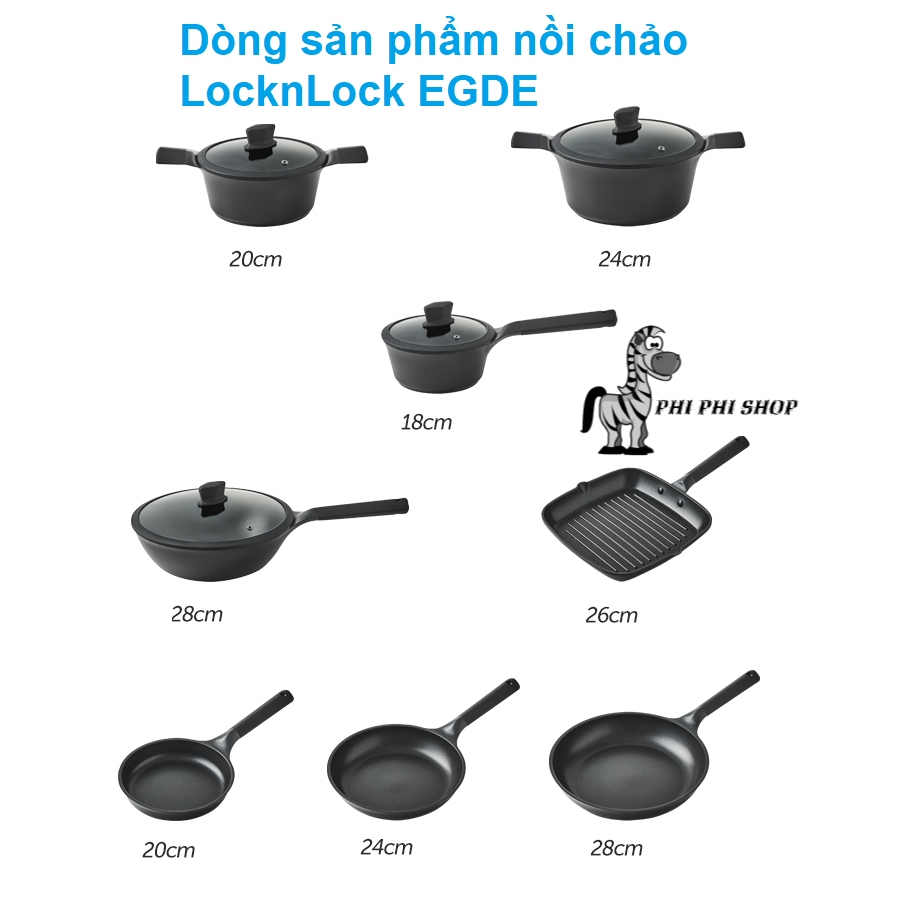 Chảo chống dính LocknLock EDGE sử dụng bếp từ 24cm CAF2411