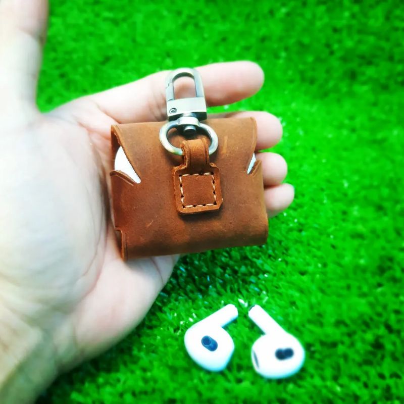 BAO DA AIRPODS 3 TỐI GIÃN DA THẬT HANDMADE