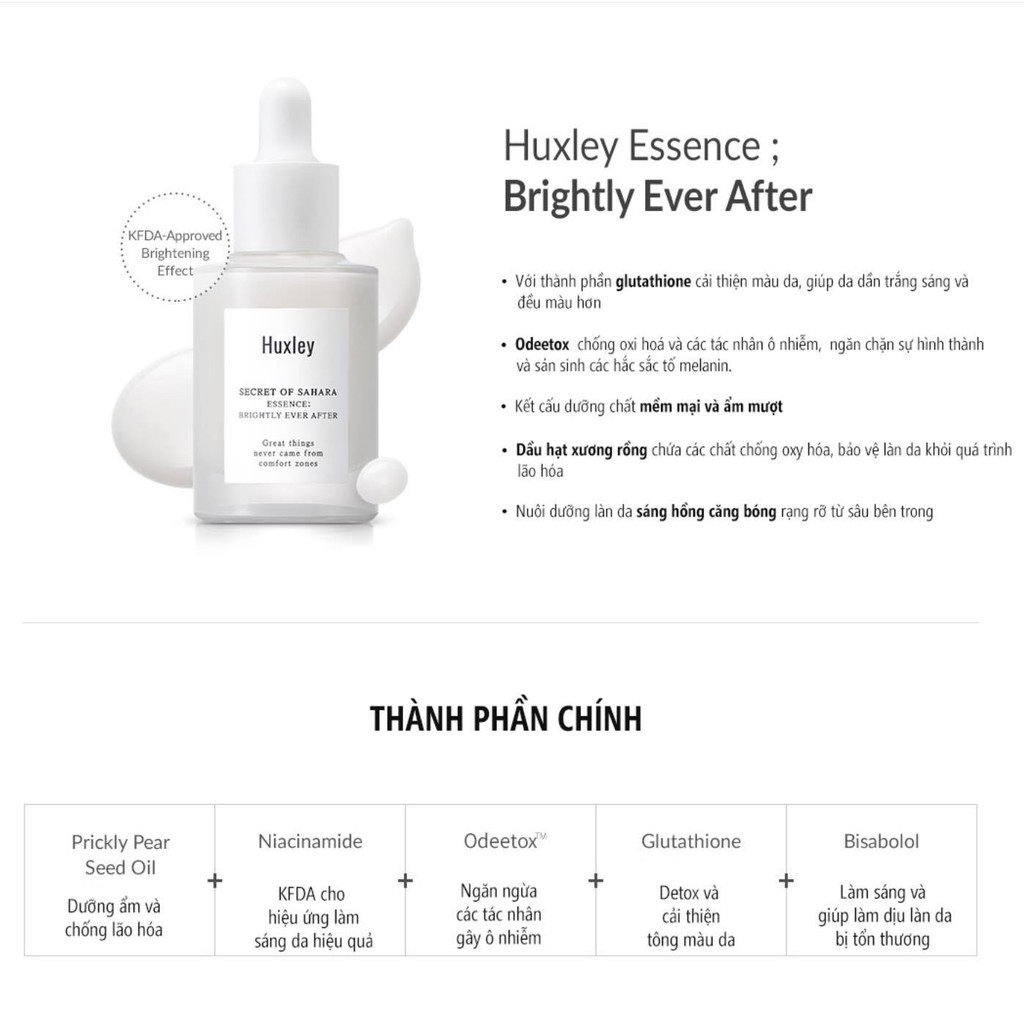 Tinh chất dưỡng trắng Huxley Essence Brightly Ever After 30ml
