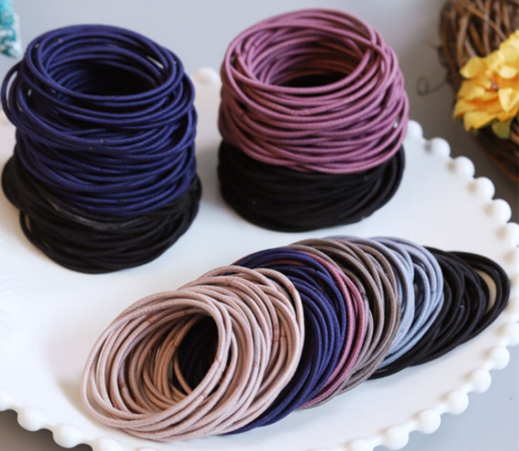 SET 100 dây thun cột tóc mix 5 màu bền đẹp (kèm túi zip)