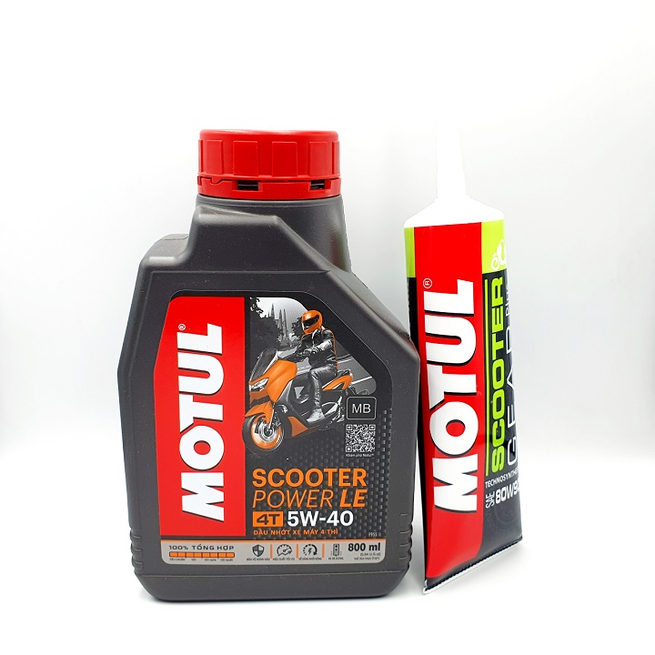 COMBO( NHỚT MOTUL SOOCTER POWER LE 5W-40 800ml & NHỚT HỘP SỐ MOTUL GEAR PLUS 120ml )