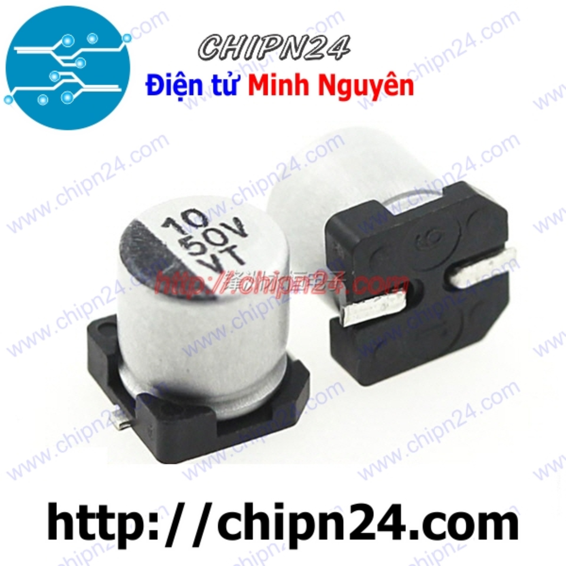 [10 con] (KG2) Tụ nhôm 10uF 50V 5x5mm [SMD Dán]