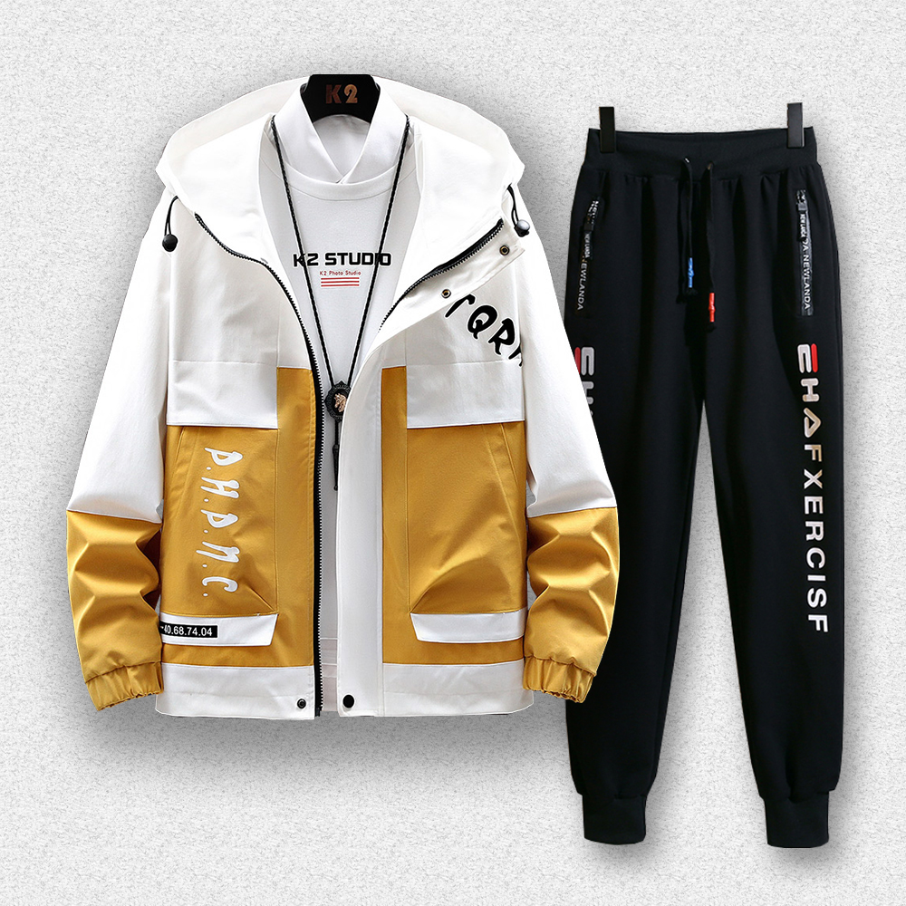 Set Bộ Quần Áo Khoác Nam Phối 2 Màu Khóa Kéo Kết Hợp Quần Jogger Bo Ống Năng Động Thời Trang 4Men SET NAM 90000133C2