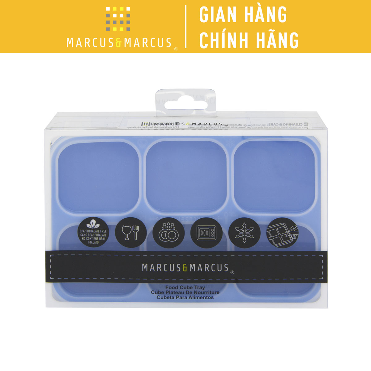 Khay silicon trữ đông đồ ăn dặm cho bé Marcus & Marcus - Lucas (60ml x 6 ngăn)