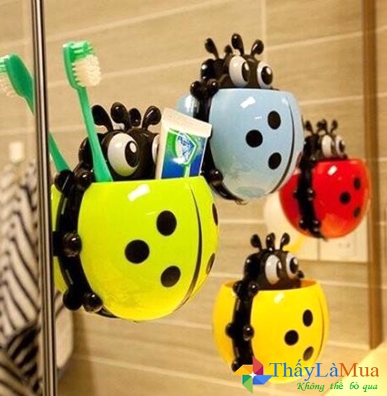 [HCM]Con bọ đựng bàn chải đủ màu với thiết kế dễ thương. Chất liệu cao cấp có độ bám cao. Dụng cụ nhà tắm cao cấp