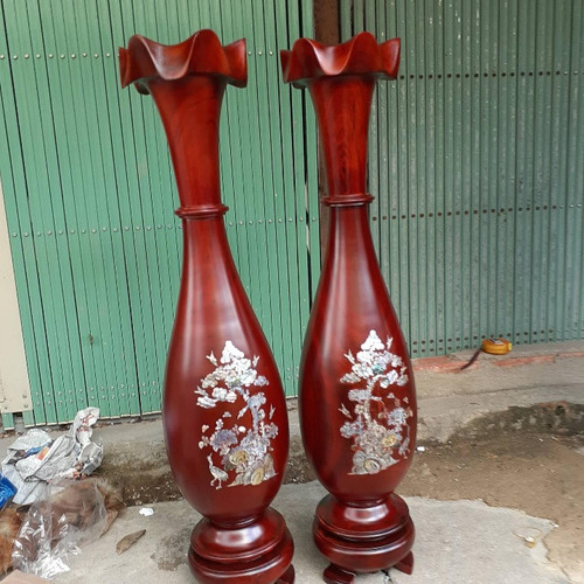 Cặp lục bình gỗ lim cao 90cm - C10861