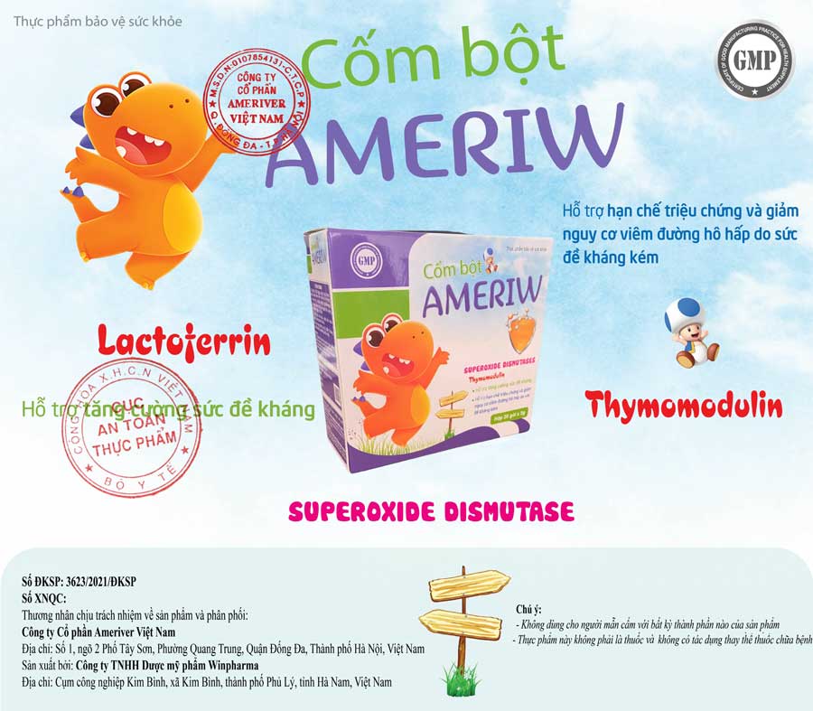 [Chính hãng - Freeship] Cốm bột Ameriw - Hỗ trợ tăng cường sức đề kháng (hộp 20 gói x 3g)