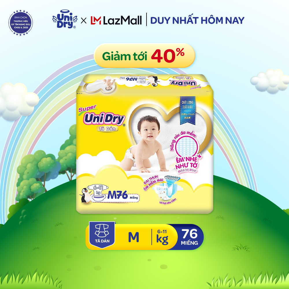 [GIẢM TỚI 40% - HỎA TỐC]  Tã dán UniDry Siêu khô thoáng size S48/M42/XL34/M76/L68
