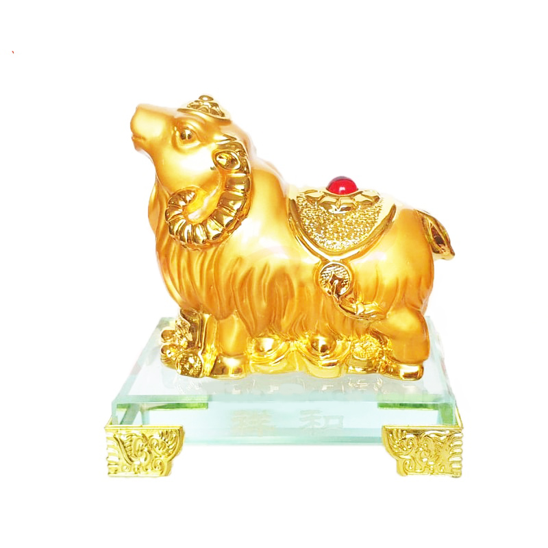 Tượng Chú Dê Vàng Đế Thủy Tinh