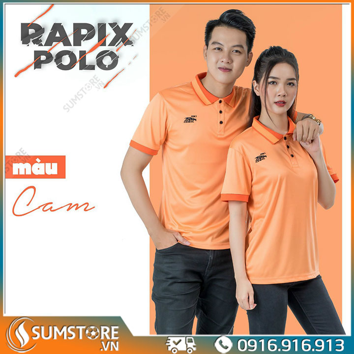 Áo thun polo thể thao nam nữ rapix cam - áo thể thao nam nữ