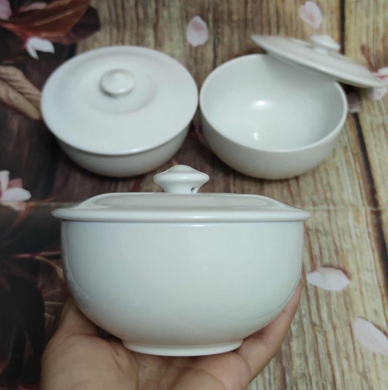 Thố súp, thố chưng yến sứ trắng Minh Long - thố súp, thố chưng yến sứ trắng