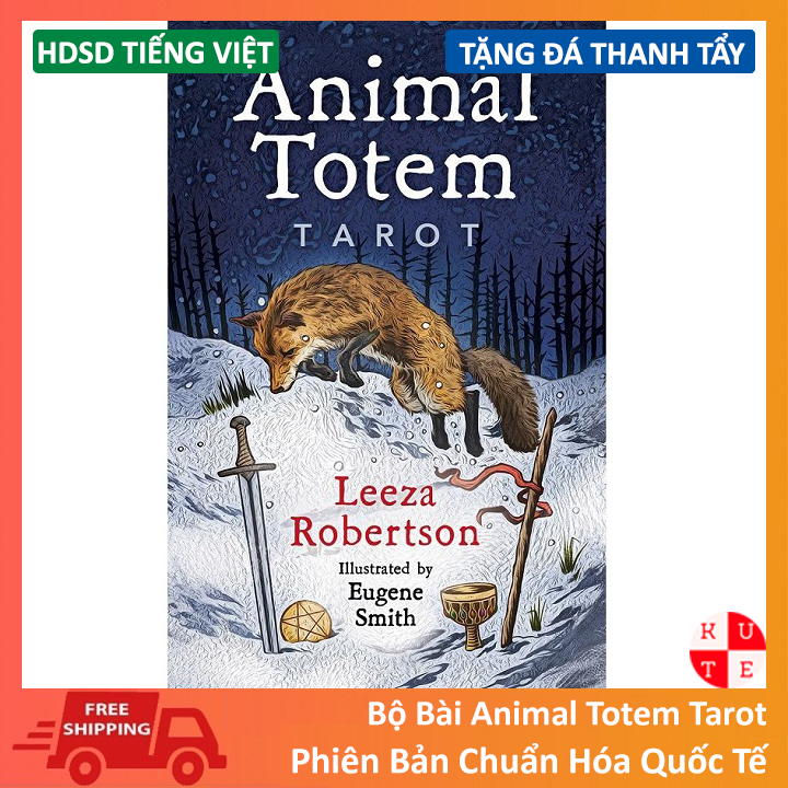 Bộ bài Tarot Animal Totem Tarot kèm hướng dẫn tiếng Việt và đá thanh tẩy, cam kết sản phẩm đúng mô tả