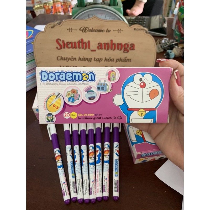 Combo 10 Bút Gel Nước Doremon Mực Tím