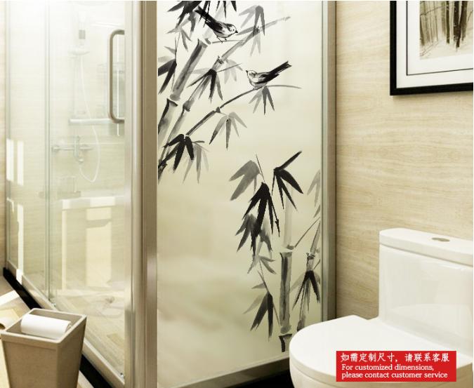 Decal Dán Kính Cao Cấp - Cây Trúc Chim đen ( 60 X116 )-DK1054