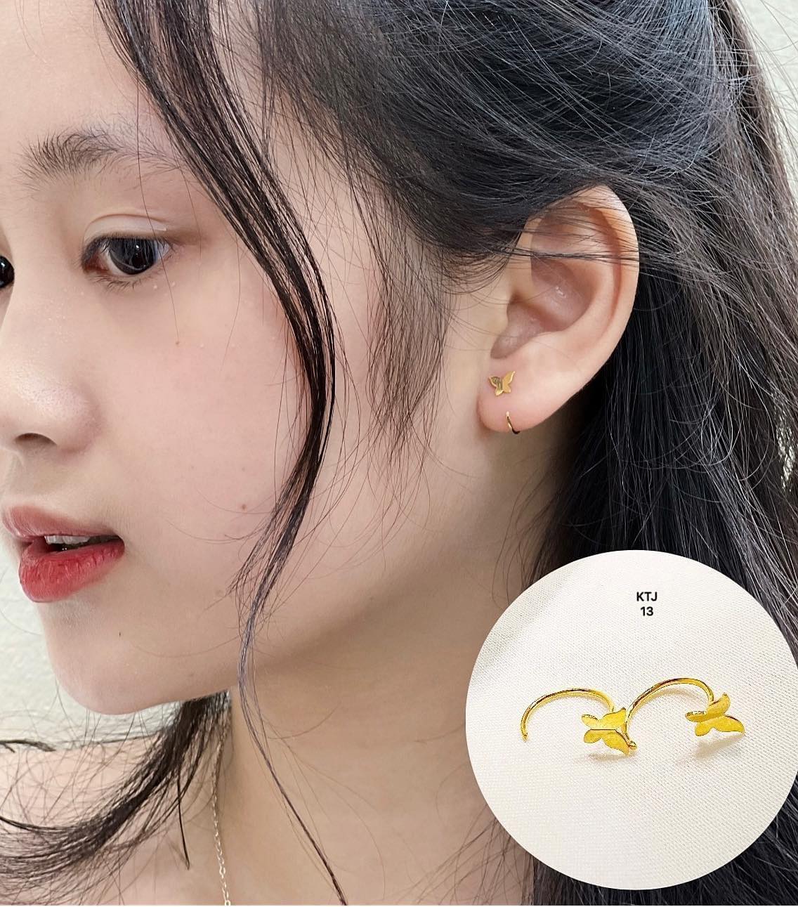Khuyên tai vàng tây 10K, Bông tai cánh bướm xinh xắn - Kèm giấy đảm bảo vàng, bảo hành trọn đời