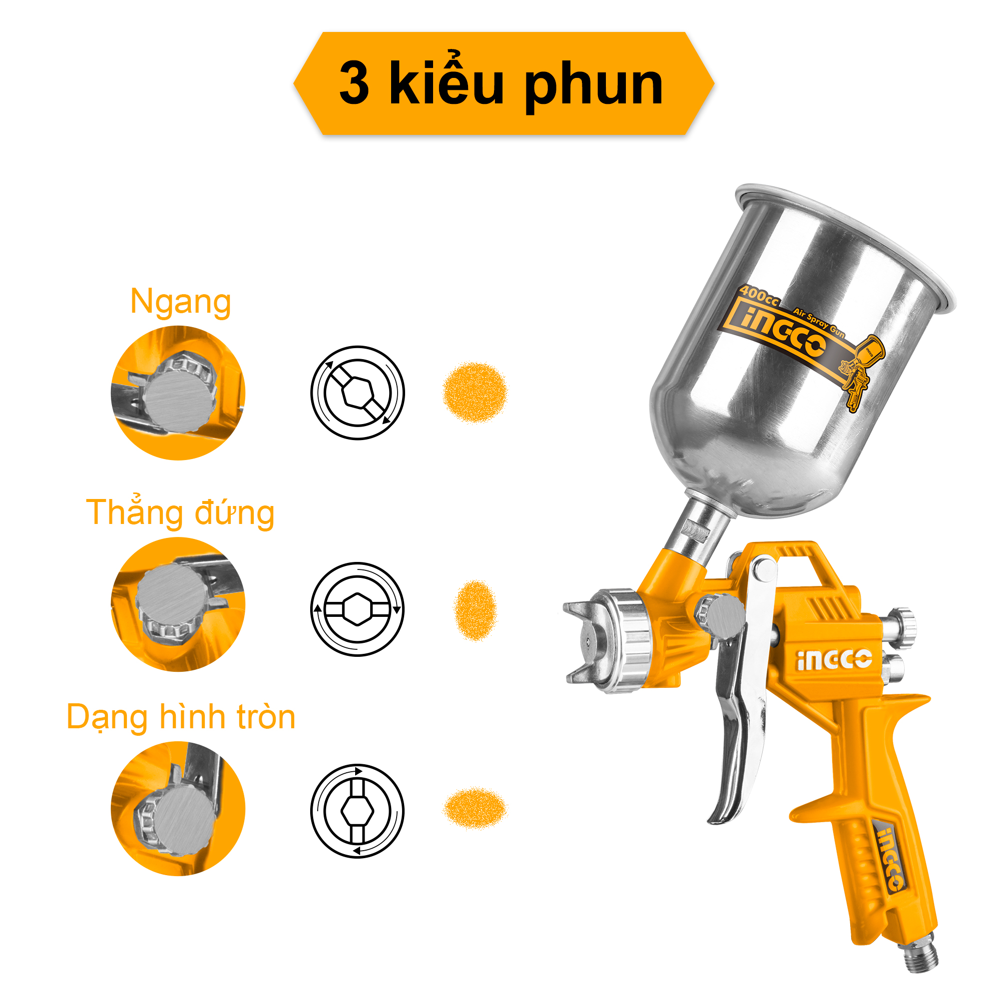 Súng phun sơn tiêu chuẩn 1.5mm INGCO ASG4041