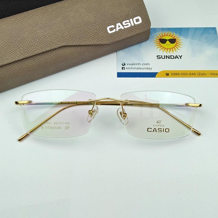 Gọng kính cận titanium mạ vàng casio TT19