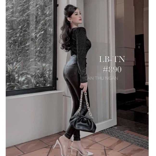 Quần Tregging da cạp cao đai luồn chuẩn đẹp