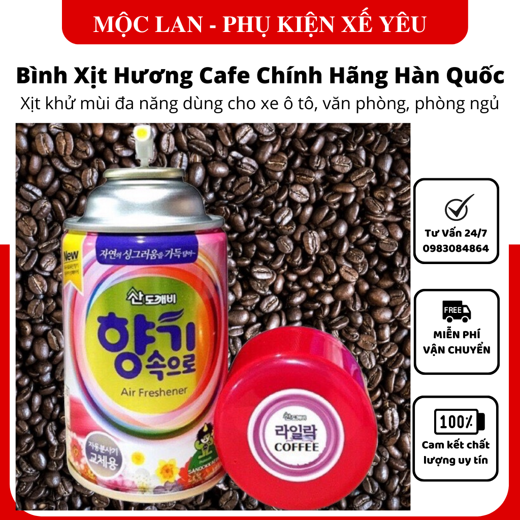 Bình xịt khử mùi xe ô tô hương cafe hàng hàn quốc - nước hoa xịt thơm ô tô Cao Cấp Sandokkaebi Korea 300ml