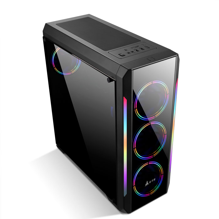 Vỏ Thùng Case Golden Field N23B (RGB + Điều khiển, Mặt cường lực, Vách Mica)