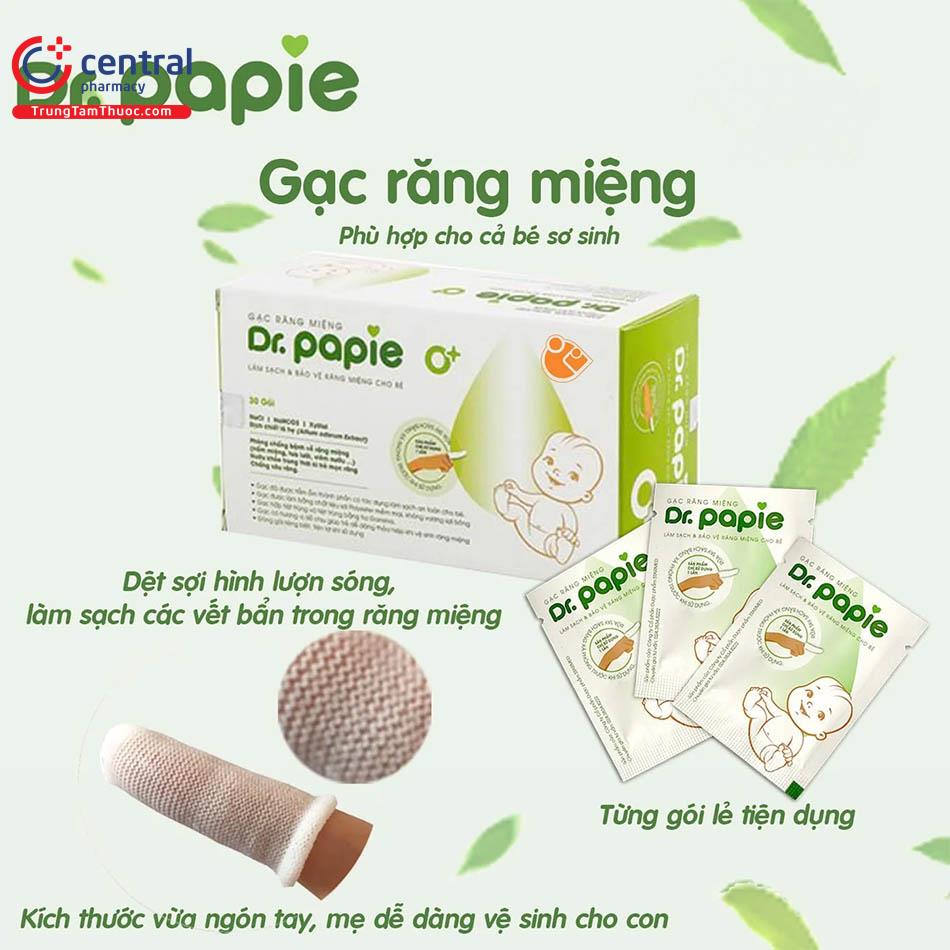 Gạc Rơ Lưỡi Dr.Papie Cho Bé - 30Gói/Hộp (  Tặng khẩu trang )