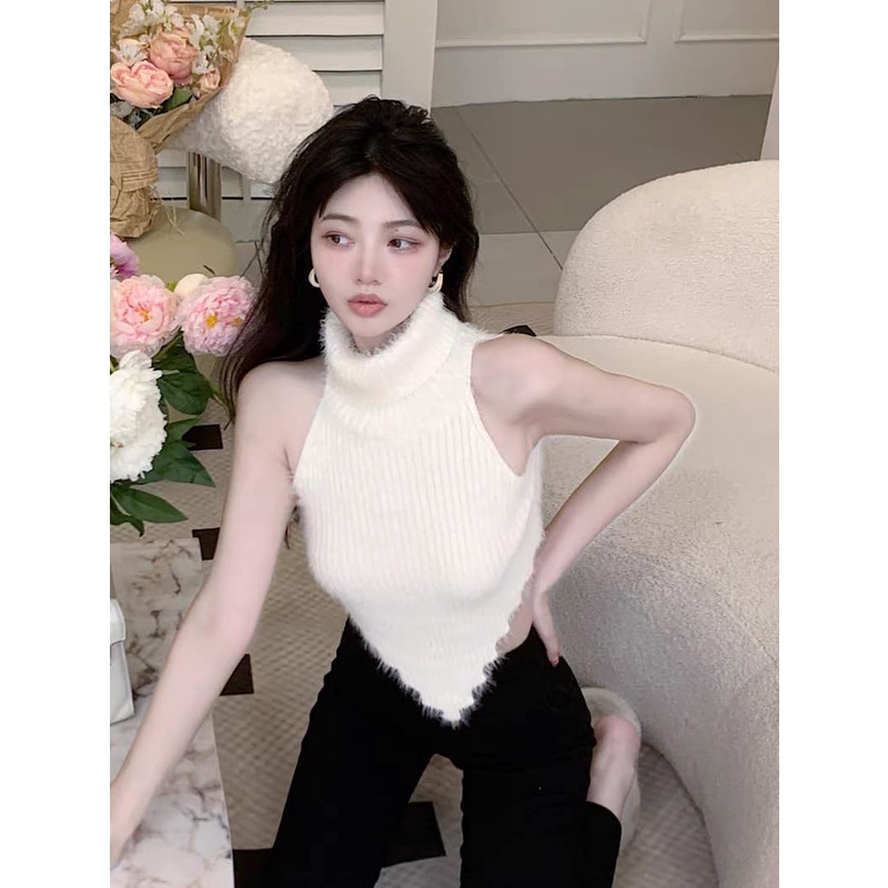 Áo len yếm sát nách hở lưng(kèm ảnh thật và video)