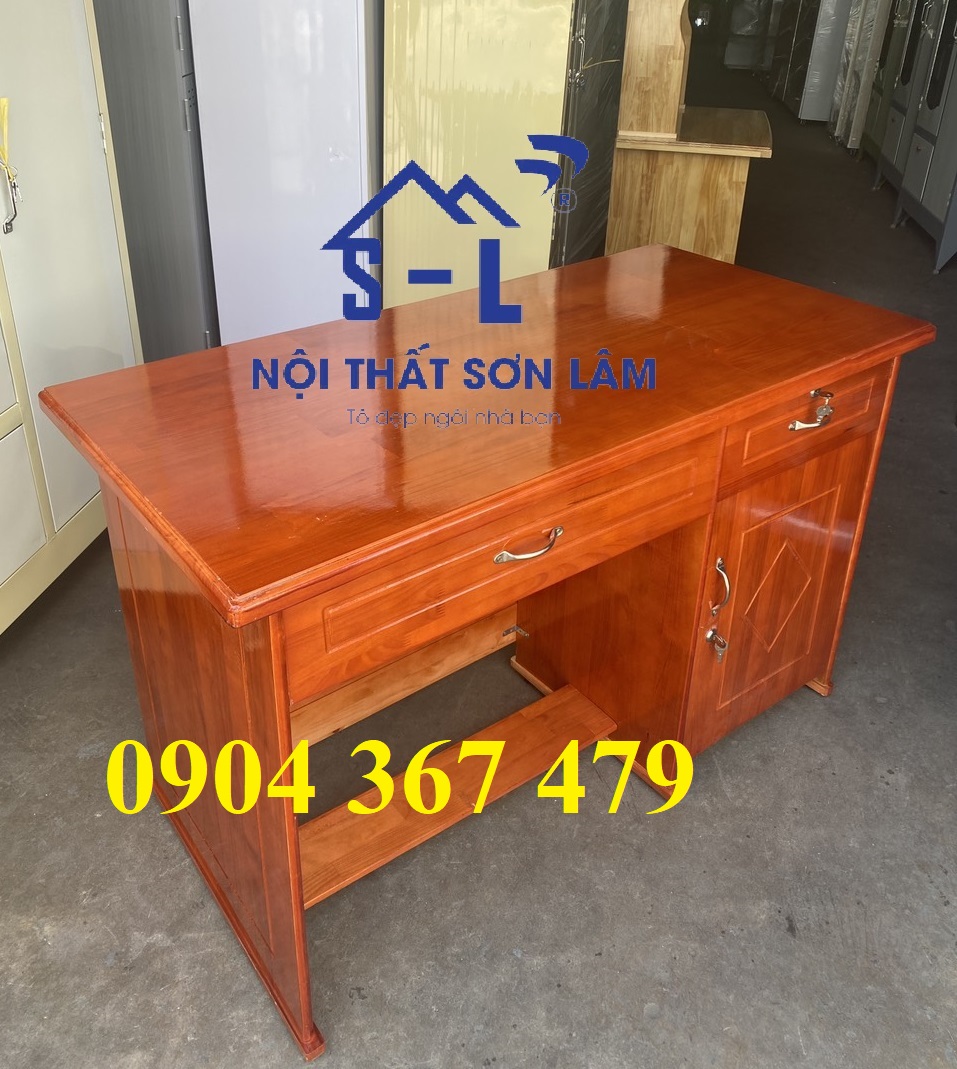 Bàn làm việc gỗ thông tự nhiên 100% giá rẻ màu nâu đẹp