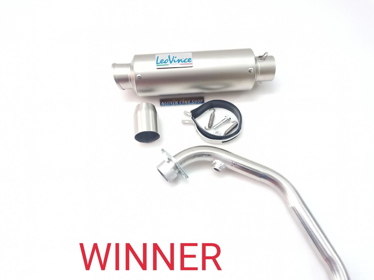 pô xe winner leovince trắng full cổ inox