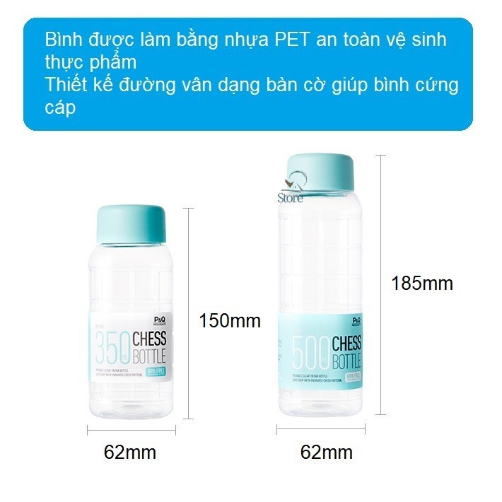 Bình Nước Nhựa Chess Lock&Lock 350ml - 500ml HAP815 HAP816