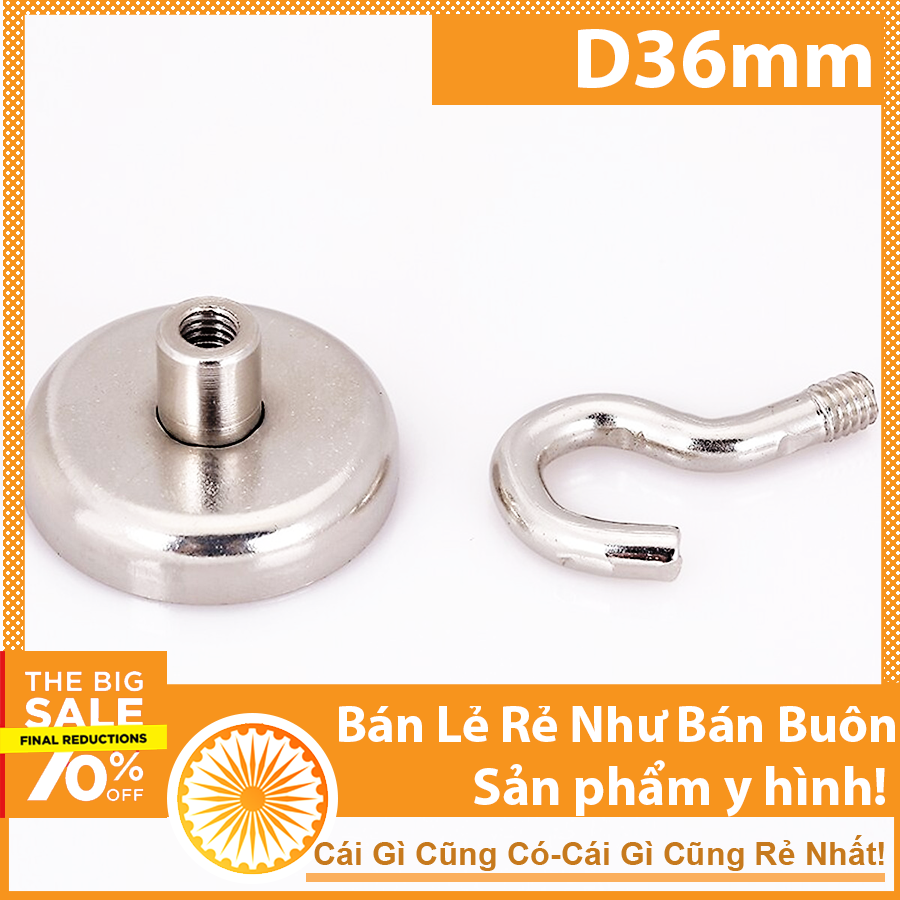 Nam châm móc treo giữ đồ D36mm 8KG