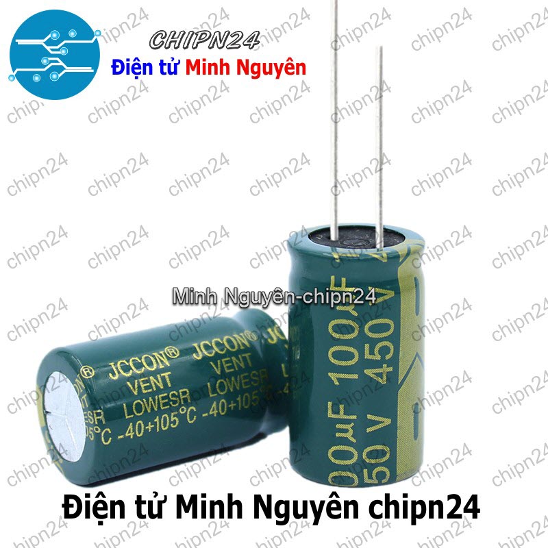 [1 con] Tụ hóa 100uF 450V Xanh Lá (18x30mm) (Tần số cao) - HH004868