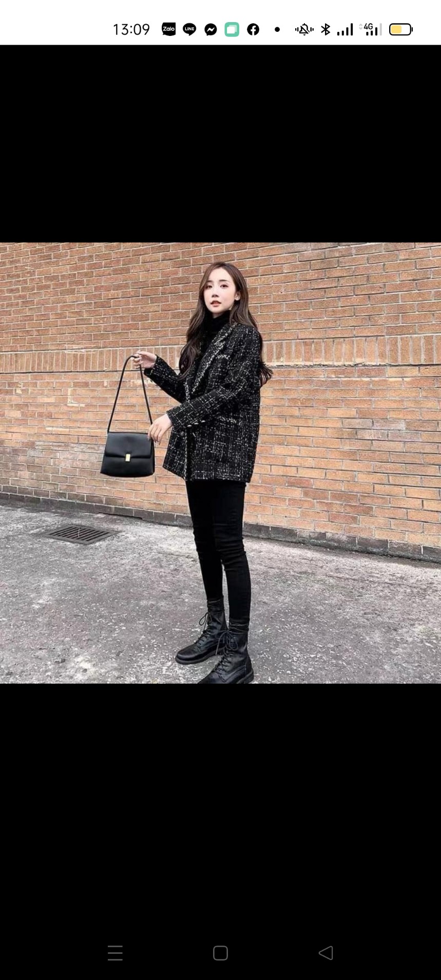 Áo dạ kẻ dáng blazer