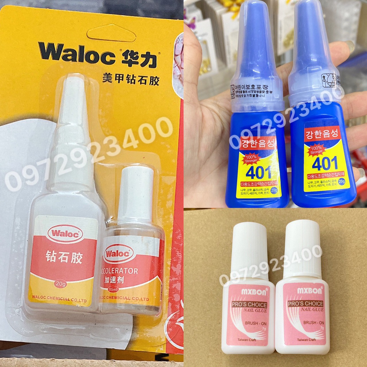 Keo Dán Móng Đính Đá Siêu Bền , Keo Waloc ,401 ,Mx Bon - Mini Nails